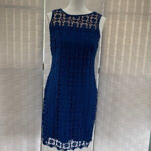 Ralph Lauren Navy Blue Crochet Lace Sheath Dress, size 6